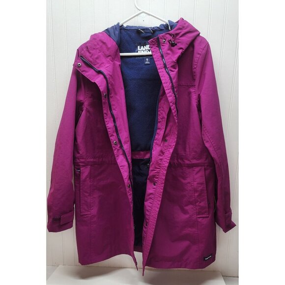 Lands End Womens Squall Hooded Rain Coat Magenta Size XL - Picture 2 of 16